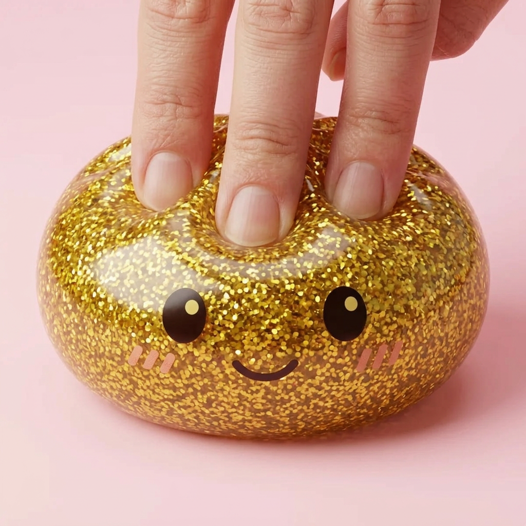 Glitter Dumpling Squishy Kulta — slow-rise-efekti, vaahto palautuu muotoonsa