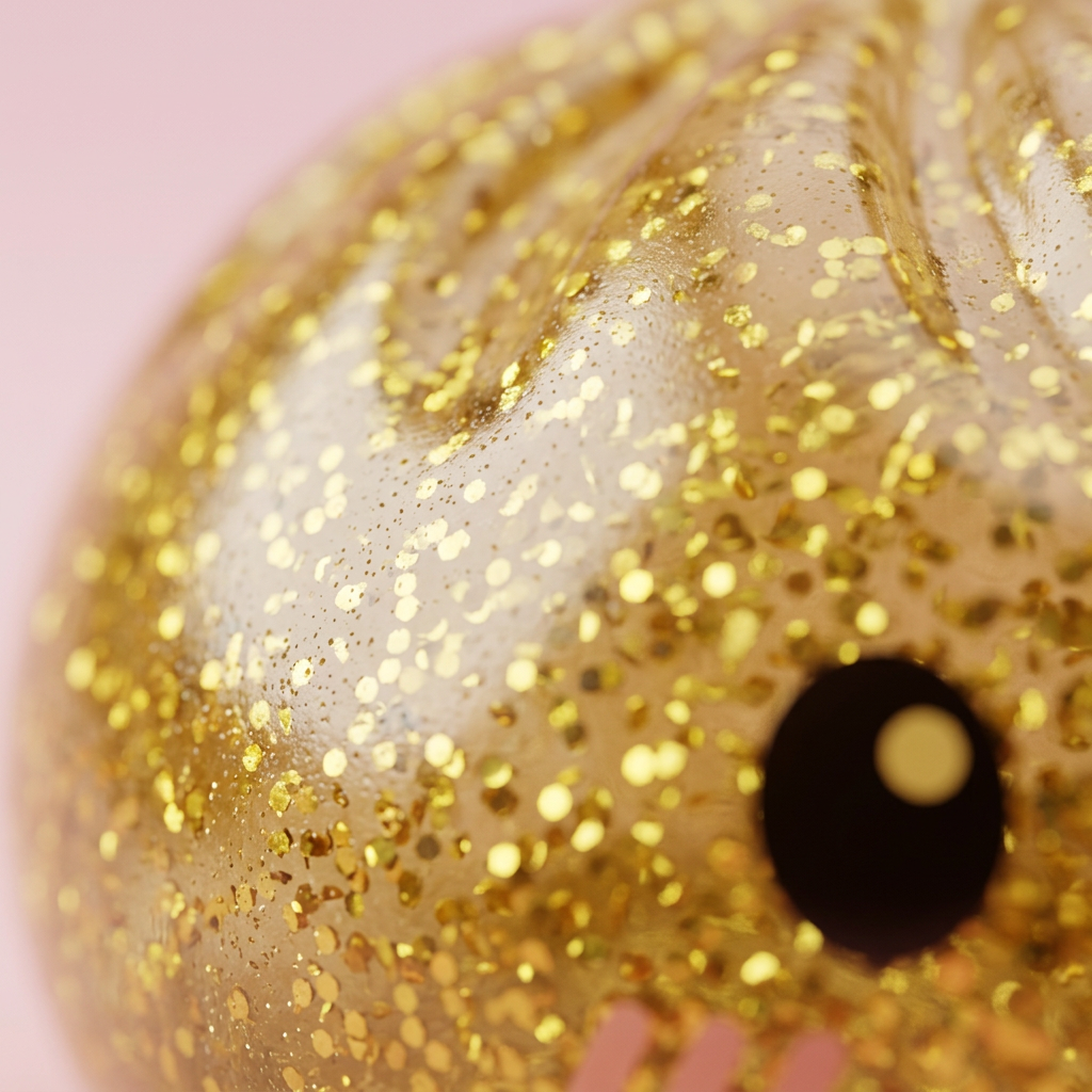Glitter Dumpling Squishy Kulta — makrolähikuva tekstuurista