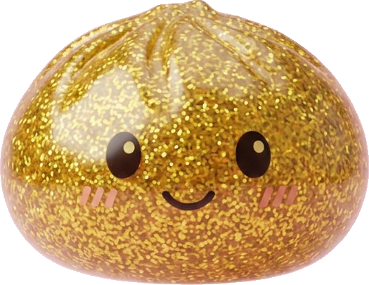 Glitter Dumpling Squishy Kulta — squishy antistressilelu, slow-rise, kawaii