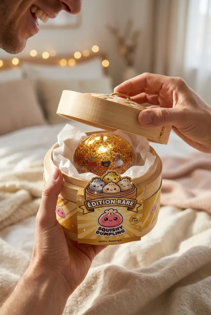 Glitter Dumpling Squishy Gold Aarre — unboxing, asiakaskuva