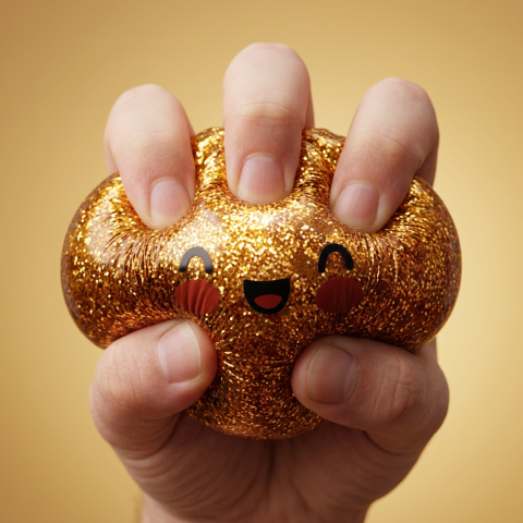 Glitter Dumpling Squishy Gold Aarre — slow-rise-efekti, vaahto palautuu muotoonsa