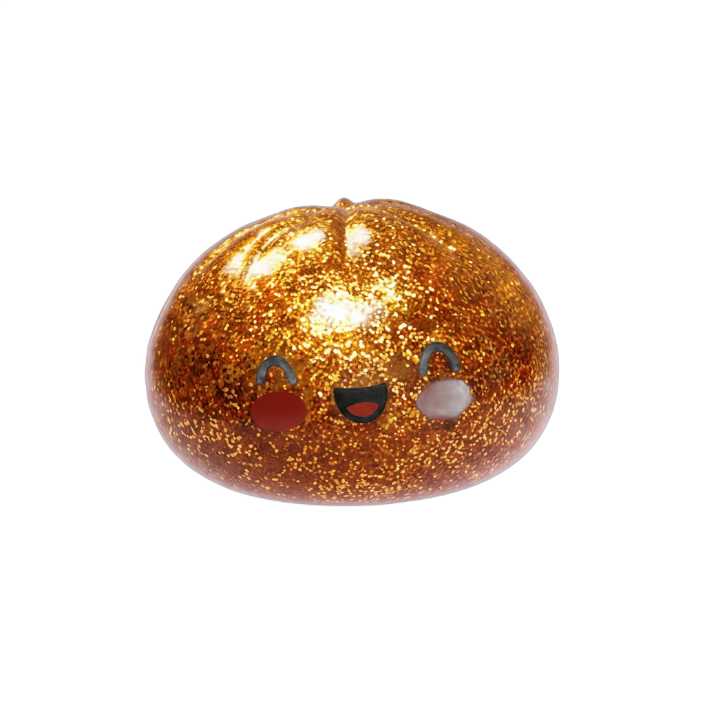 Glitter Dumpling Squishy Gold Aarre — squishy antistressilelu, slow-rise, kawaii