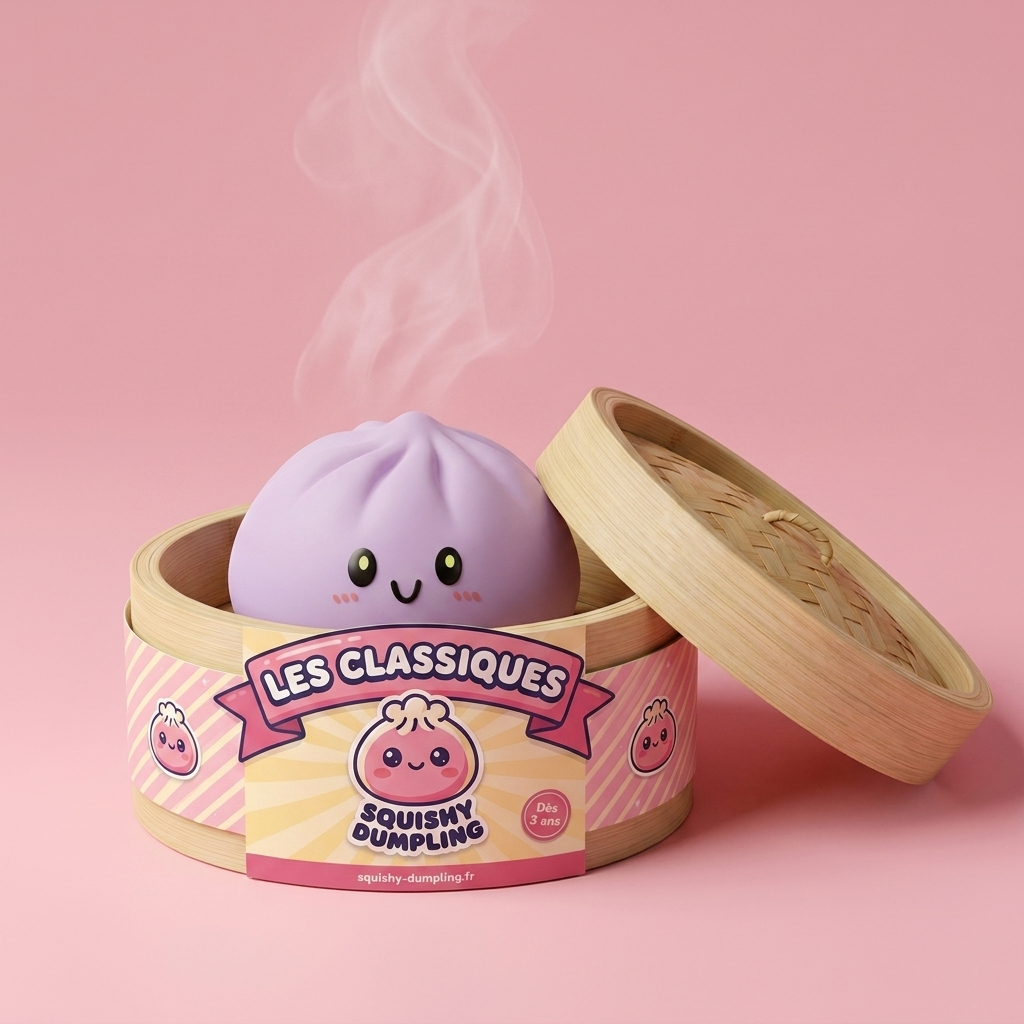 Dumpling Squishy Magenta – Marjanpunainen Klassikko bambutyylisessä höyrytyskorissa