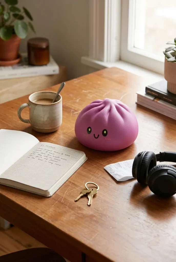Dumpling Squishy Magenta – Marjanpunainen Klassikko työpöydällä