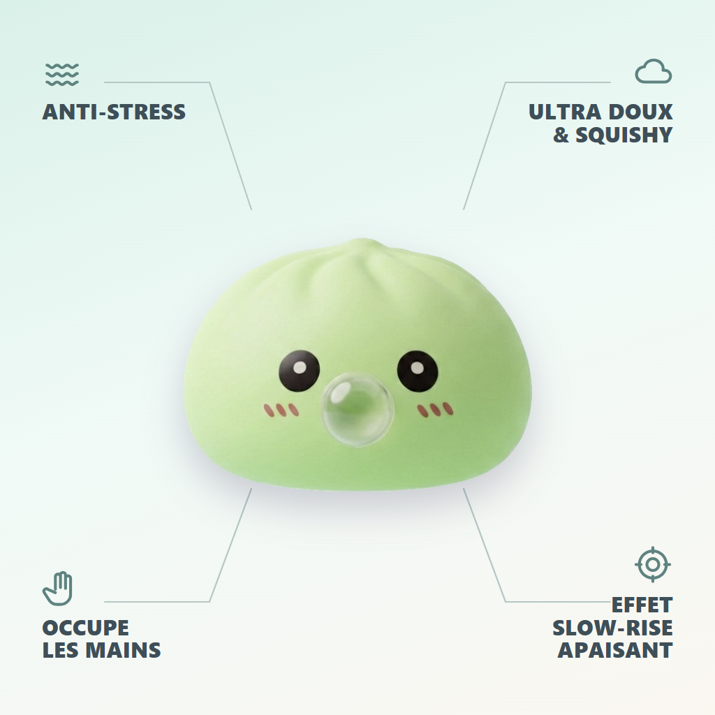 Dumpling Squishy Vihreä XXL, bambuinen höyrykori — antistress, ultrapehmeä, slow-rise