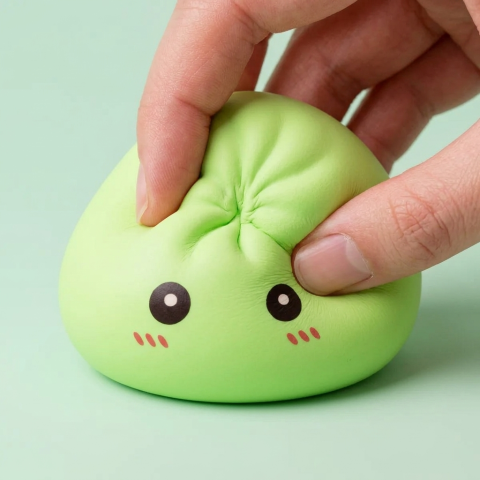 Dumpling Squishy Vihreä XXL, bambuinen höyrykori — slow-rise-efekti, vaahto palautuu muotoonsa