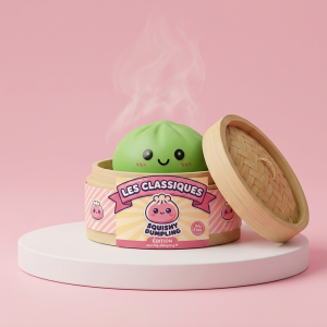 Dumpling Squishy Matcha Vihreä bambutyylisessä höyrytyskorissa