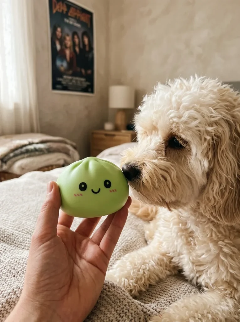 Dumpling Squishy Matcha Vihreä ja lemmikki — asiakaskuva