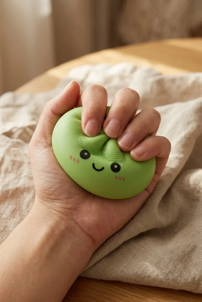 Dumpling Squishy Matcha Vihreä sormien välissä — asiakaskuva