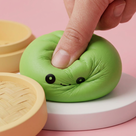 Dumpling Squishy Matcha Vihreä — slow-rise-efekti, vaahto palautuu muotoonsa