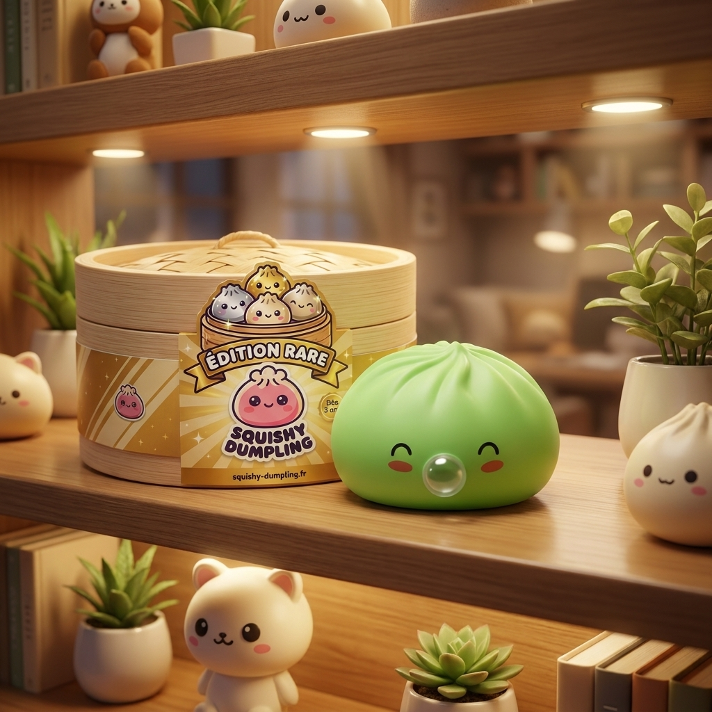 Dumpling Squishy Matcha Vihreä Rare Blow tunnelmakuvassa työpöydällä