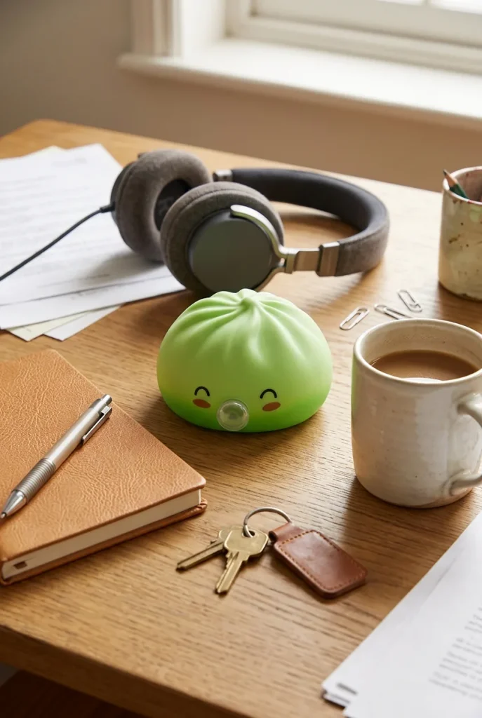 Dumpling Squishy Matcha Vihreä Rare Blow työpöydällä — asiakaskuva