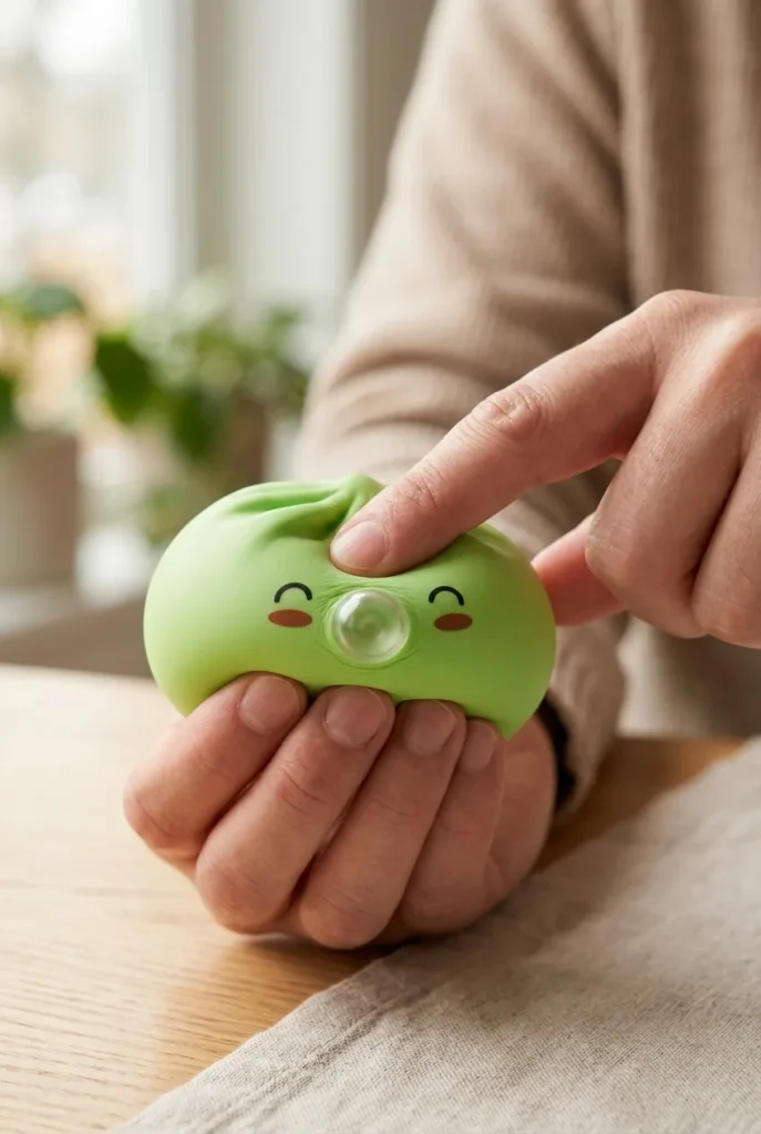 Dumpling Squishy Matcha Vihreä Rare Blow sormien välissä — asiakaskuva