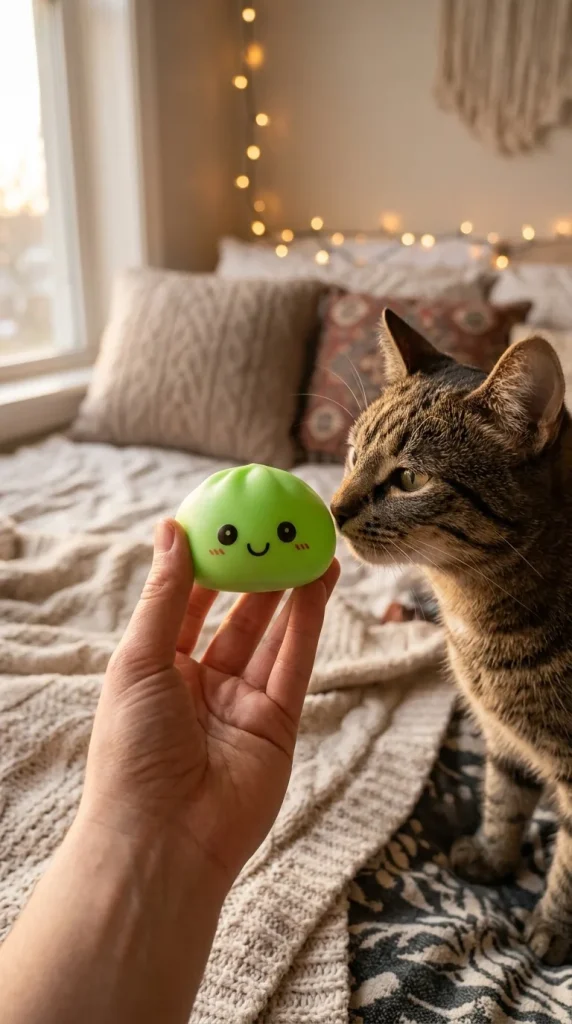 Dumpling Squishy Yövalo Vihreä ja lemmikki — asiakaskuva