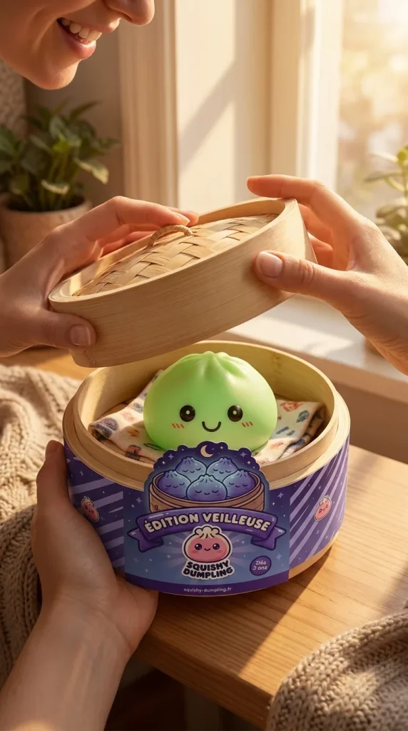 Dumpling Squishy Yövalo Vihreä — unboxing, asiakaskuva