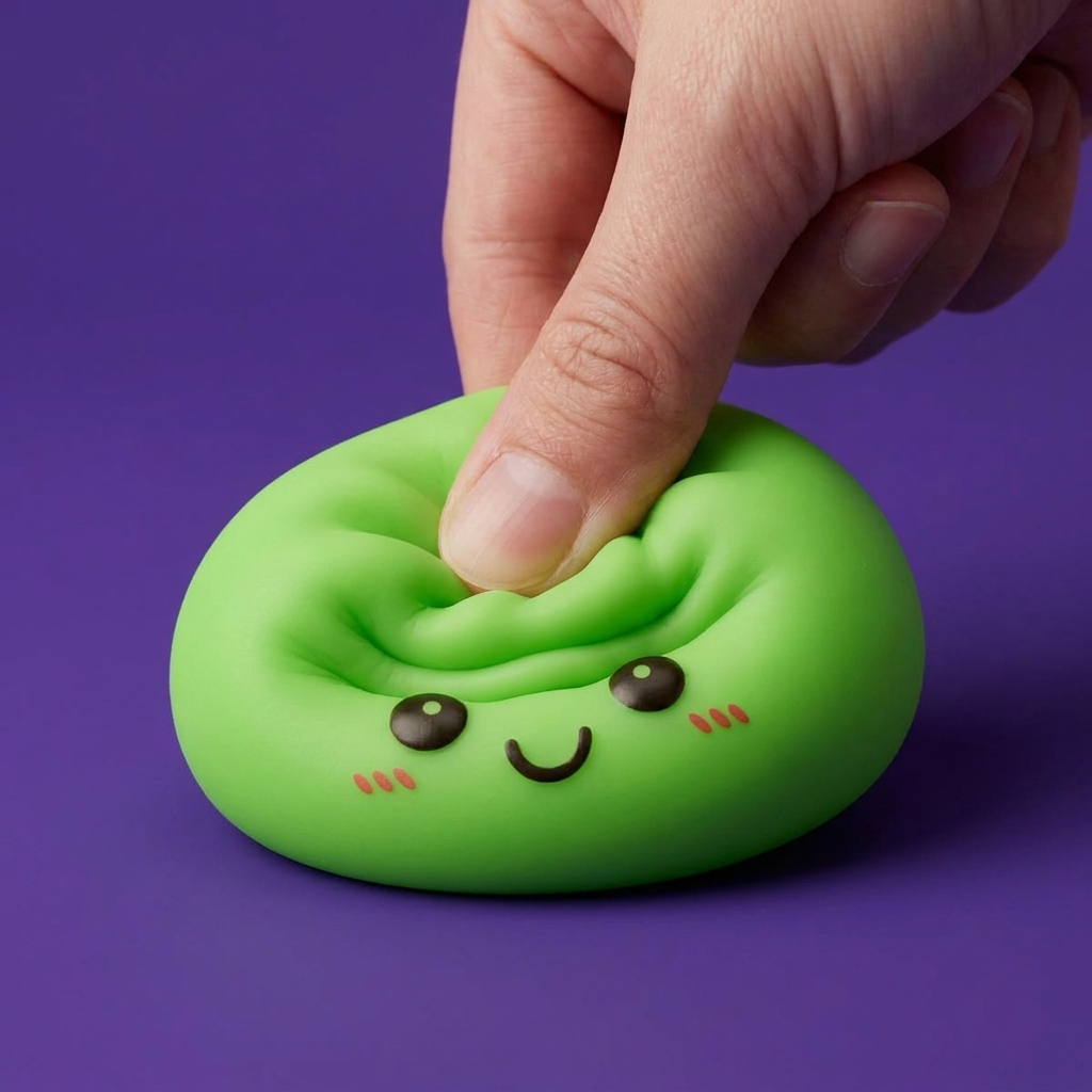 Dumpling Squishy Yövalo Vihreä puristettuna kädessä, squishy-materiaali