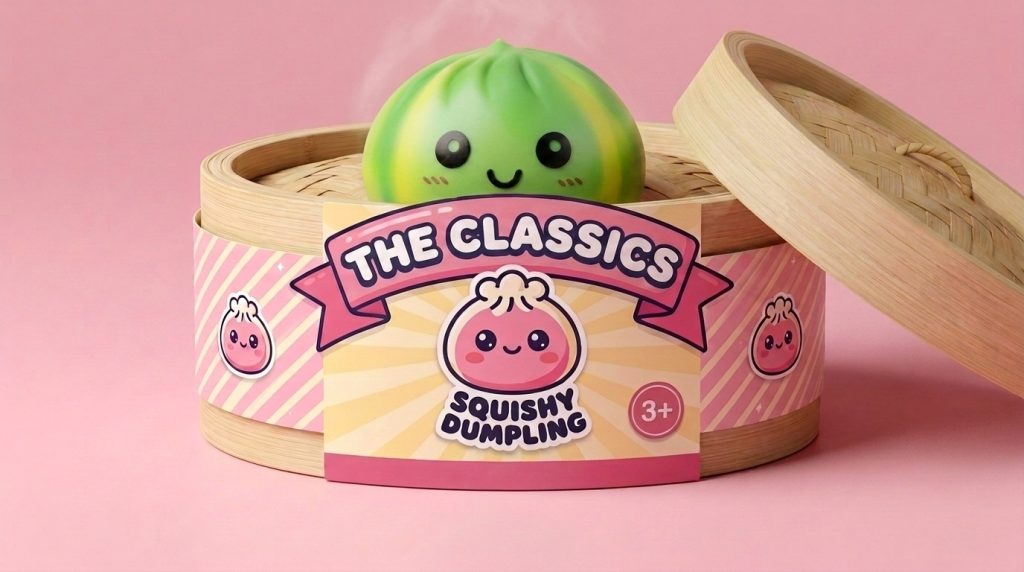 Tie Dye Dumpling Squishy Vihreä Pyörre bambutyylisessä höyrytyskorissa