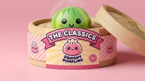 Tie Dye Dumpling Squishy Vihreä Pyörre bambutyylisessä höyrytyskorissa