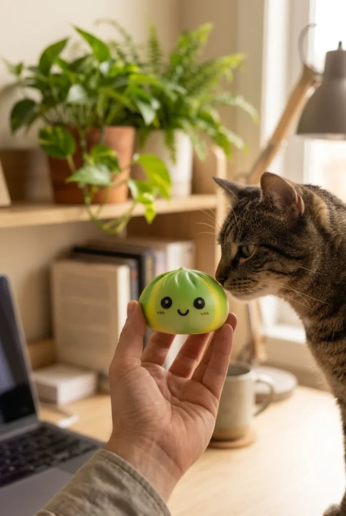 Tie Dye Dumpling Squishy Vihreä Pyörre pehmolelun seurassa