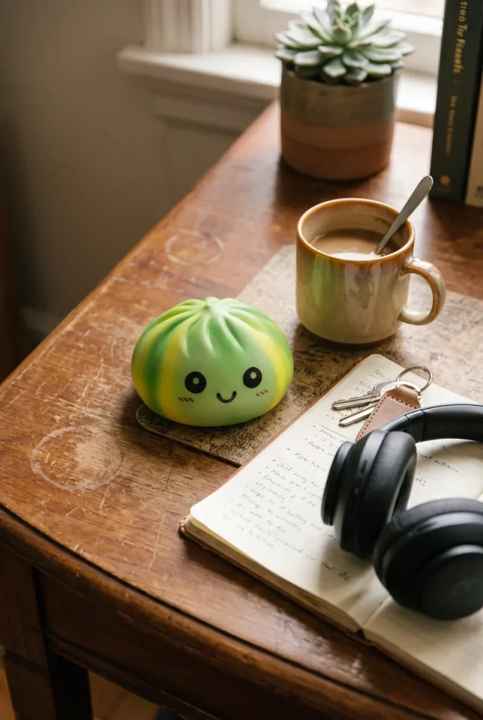 Tie Dye Dumpling Squishy Vihreä Pyörre työpöydällä
