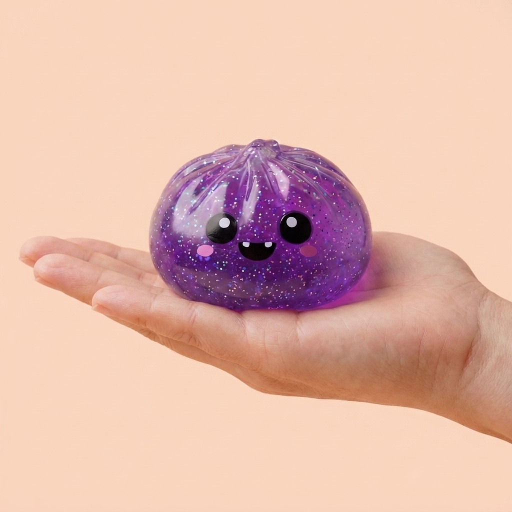 Dumpling Squishy Halloween Set de 5 kädessä — kokovertailu