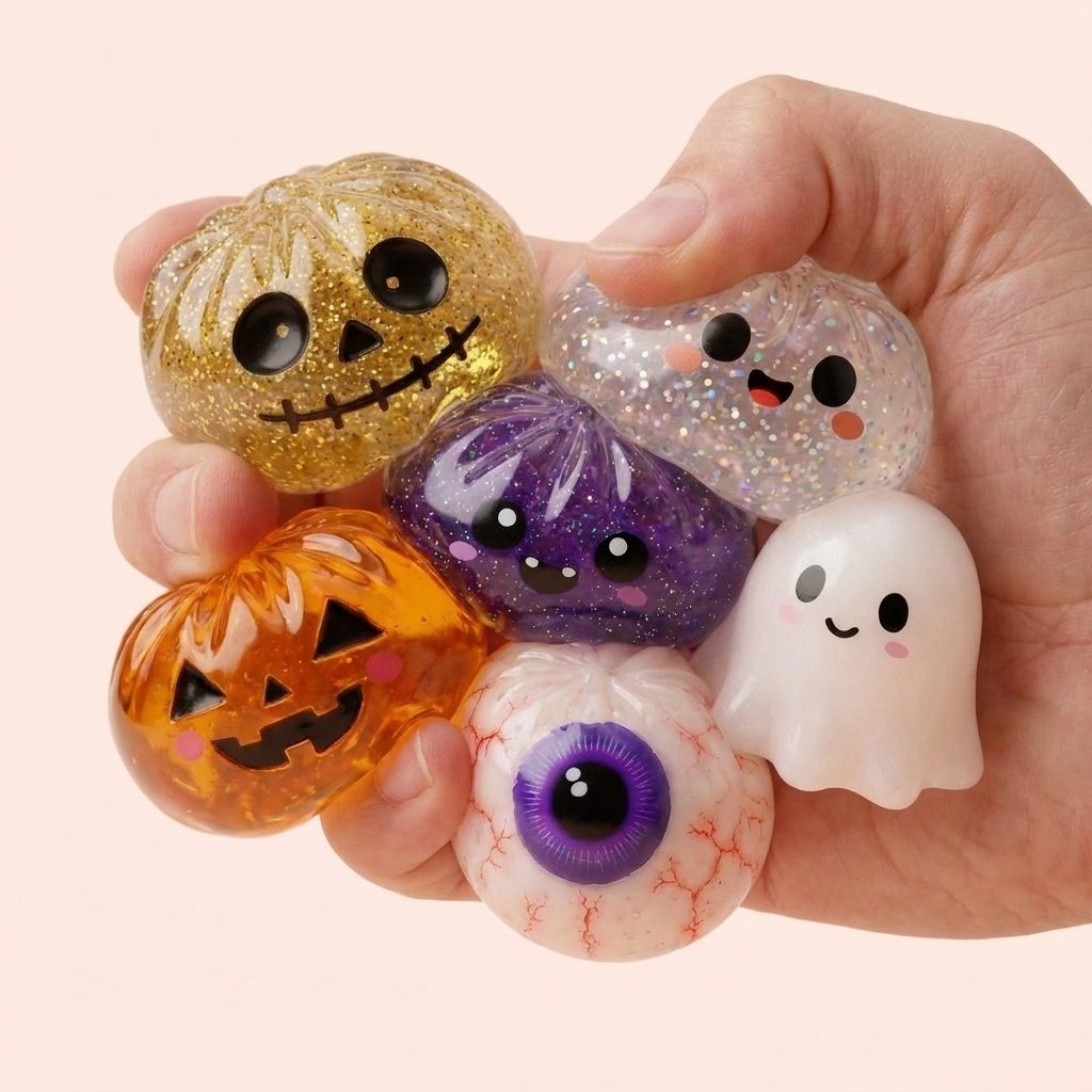 Dumpling Squishy Halloween Set de 5 slow rise -efekti toiminnassa