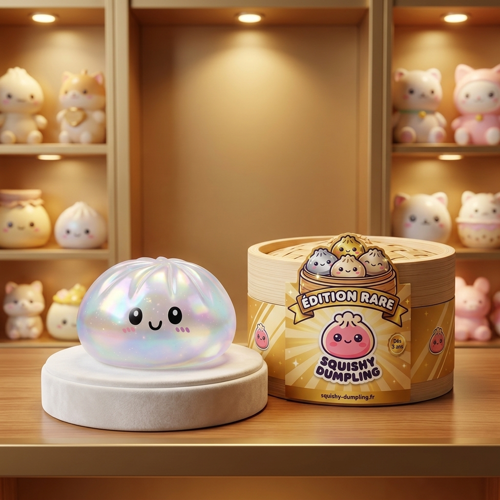 Dumpling Squishy Holografinen Sateenkaarihohde tunnelmakuvassa työpöydällä