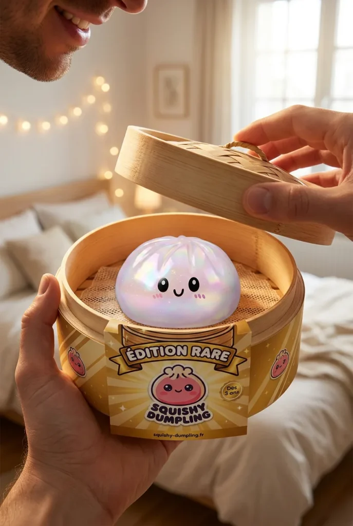 Dumpling Squishy Holografinen Sateenkaarihohde — unboxing, asiakaskuva