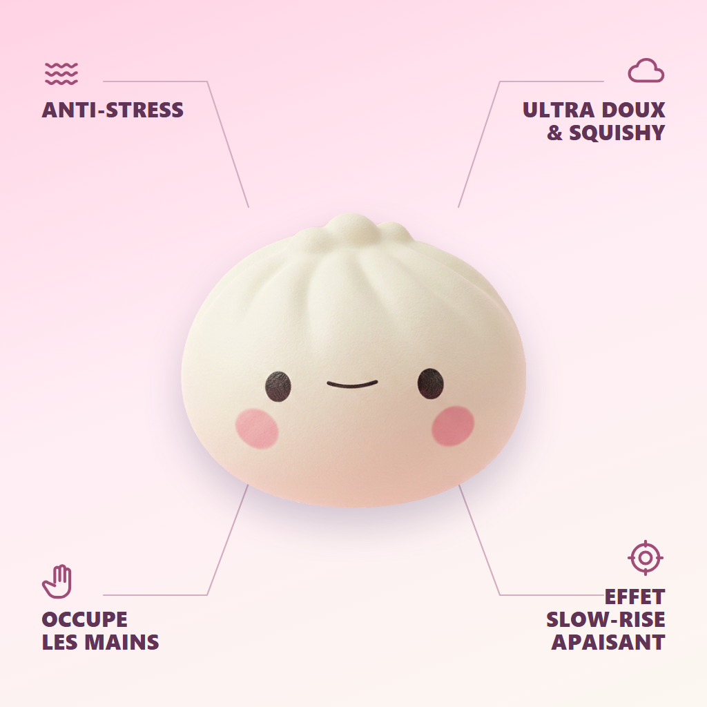 Dumpling Squishy Mystery Box 12 kpl Bambukoreilla infografiikka: tärkeimmät edut