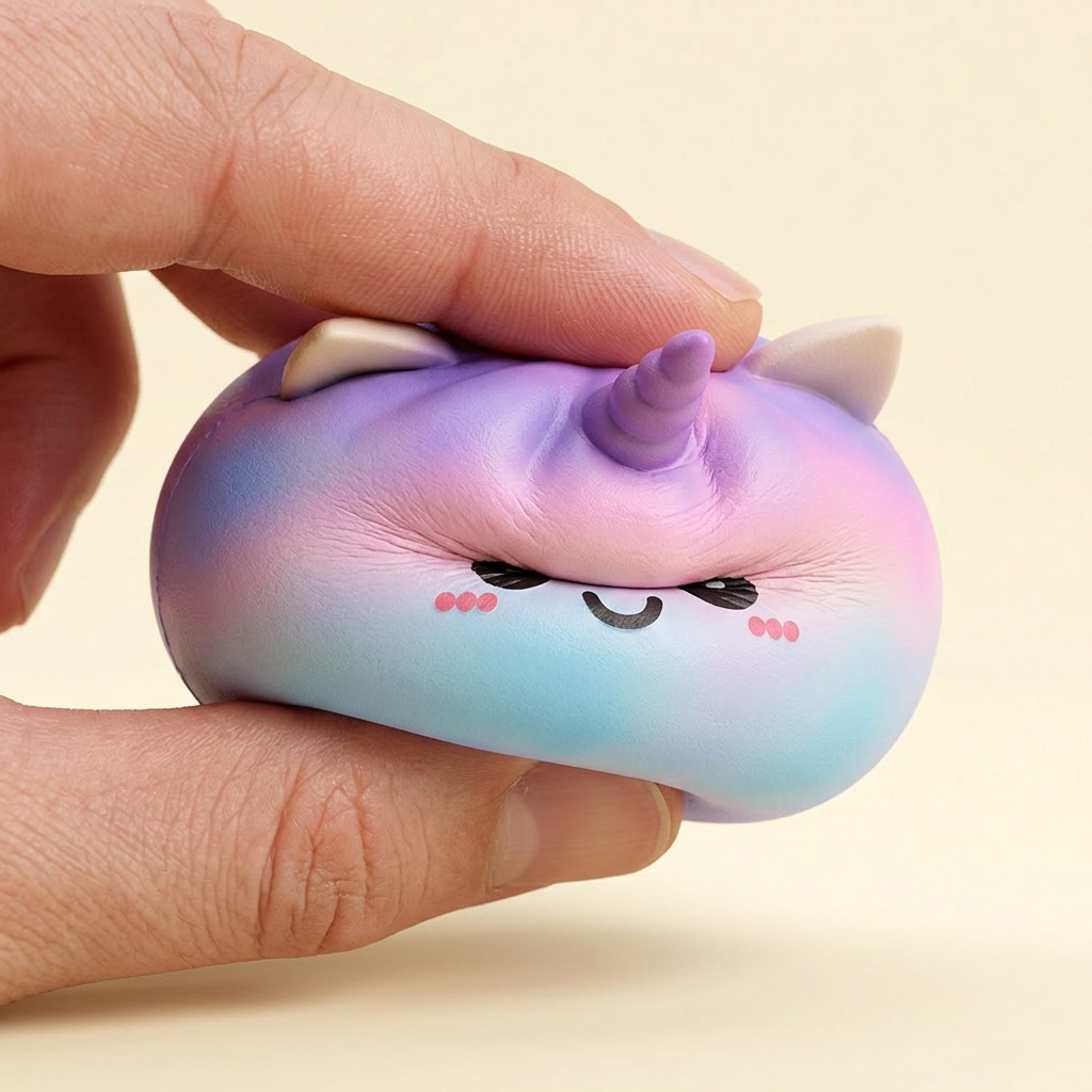 Jumbo Dumpling Squishy Sateenkaariyksisarvinen slow rise -efekti toiminnassa