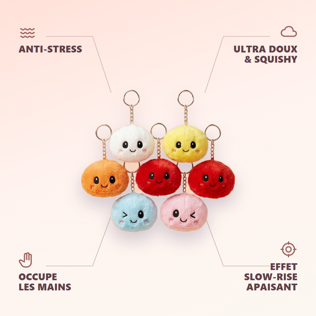 Dumpling Squishy Avaimenperäsetti 6 kpl — antistress, ultrapehmeä, slow-rise