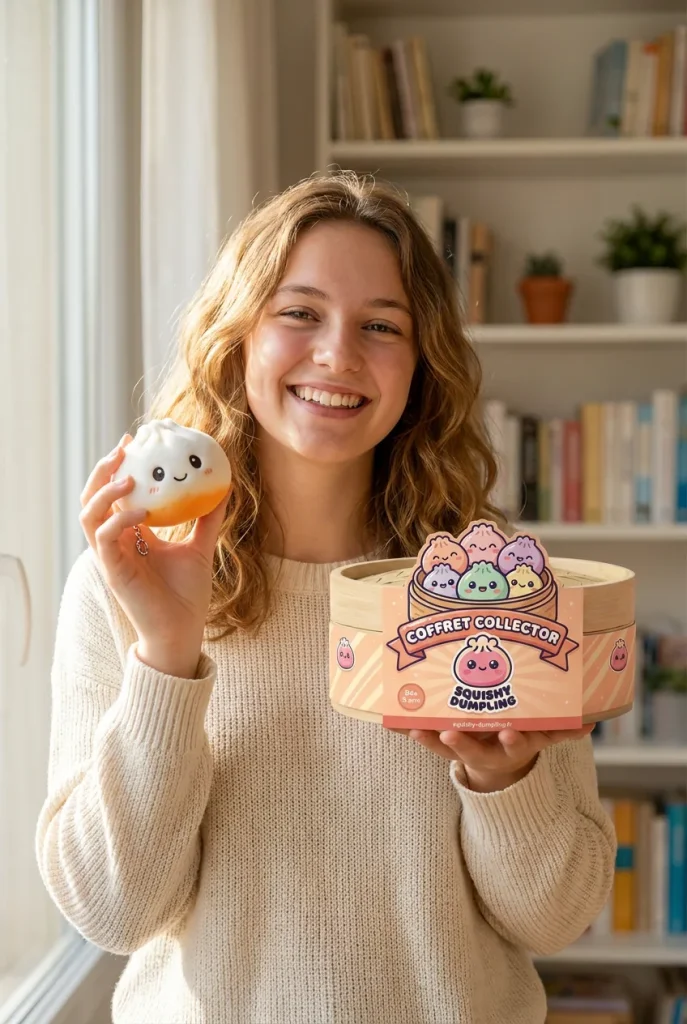 Dumpling Squishy Avaimenperäsetti 6 kpl ja bambutyylinen höyrykori — asiakaskuva