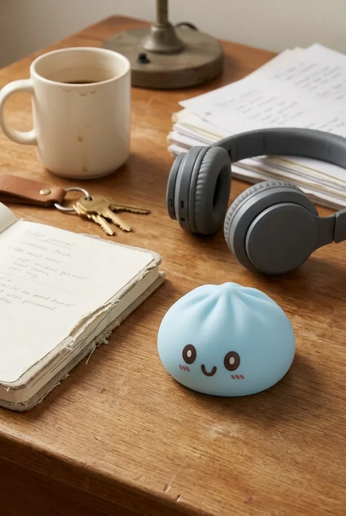 Blue Dumpling Squishy Jumbo työpöydällä — asiakaskuva