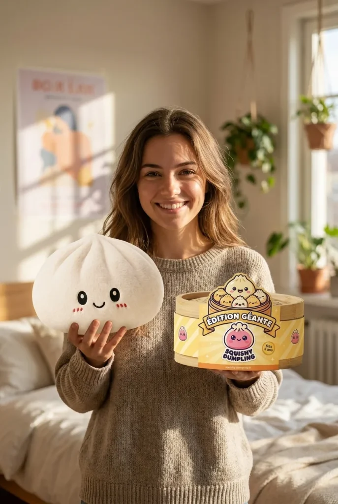 Squishy Dumpling Big – Jättikokoinen Halaustyyny ja bambutyylinen höyrykori — asiakaskuva
