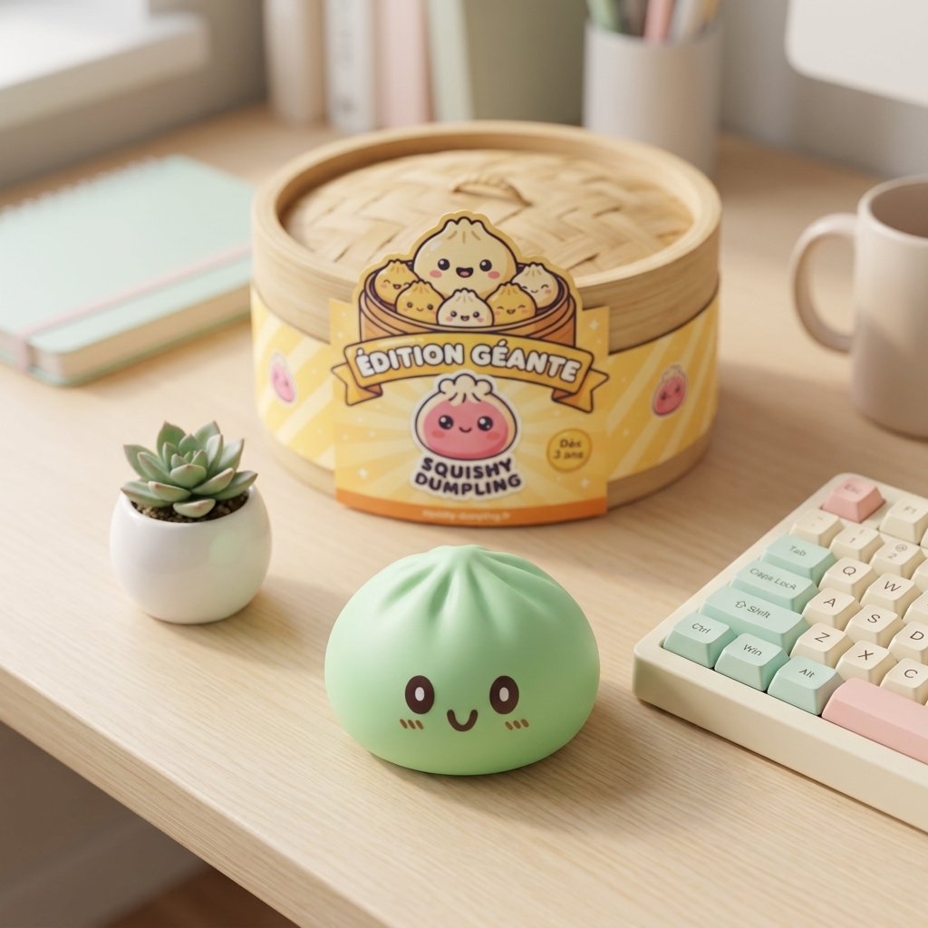 Jumbo Dumpling Squishy Vihreä tunnelmakuvassa työpöydällä