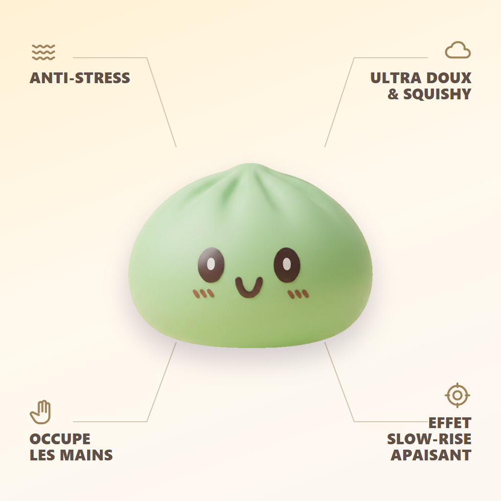 Jumbo Dumpling Squishy Vihreä — antistress, ultrapehmeä, slow-rise