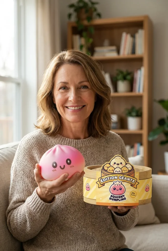 Dumpling Squishy Jätti Pinkki 15 cm ja bambutyylinen höyrykori — asiakaskuva