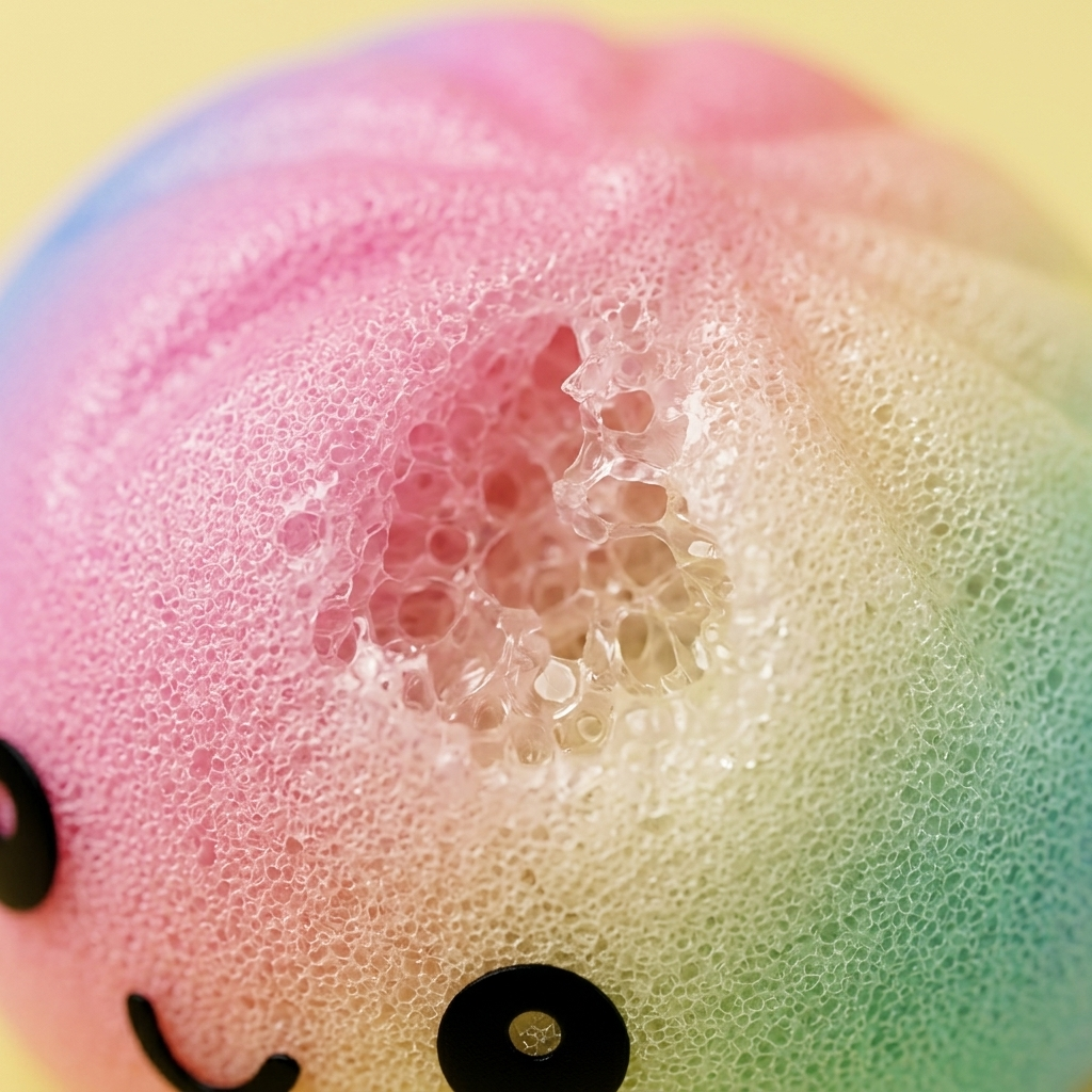 Rainbow Dumpling Squishy XXL — makrolähikuva tekstuurista