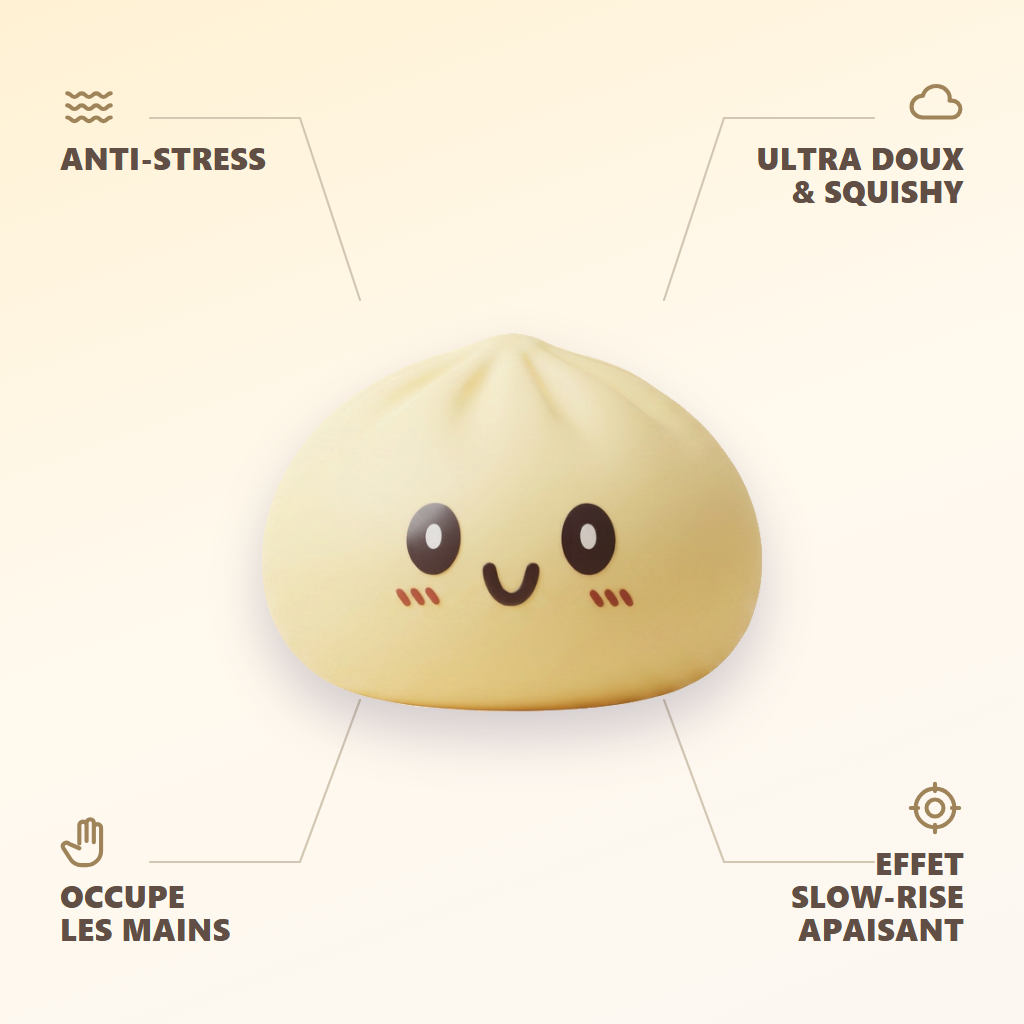 Giant Yellow Dumpling Squishy 15 cm — antistress, ultrapehmeä, slow-rise