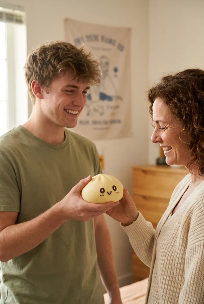 Giant Yellow Dumpling Squishy 15 cm lahjana — asiakaskuva