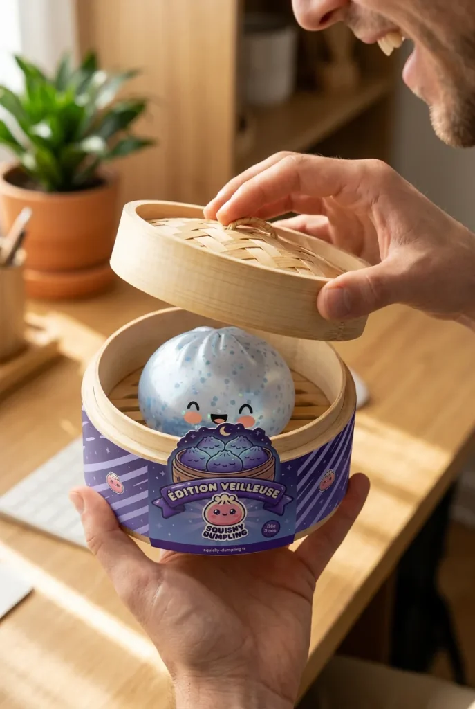 Dumpling Squishy Sparkle Jäänsininen — unboxing, asiakaskuva