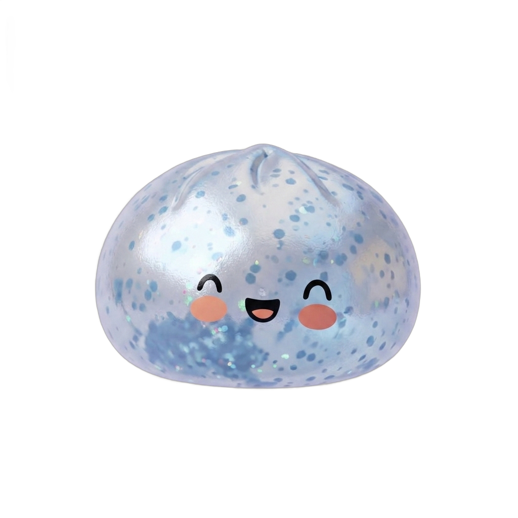 Dumpling Squishy Sparkle Jäänsininen — squishy antistressilelu, slow-rise, kawaii