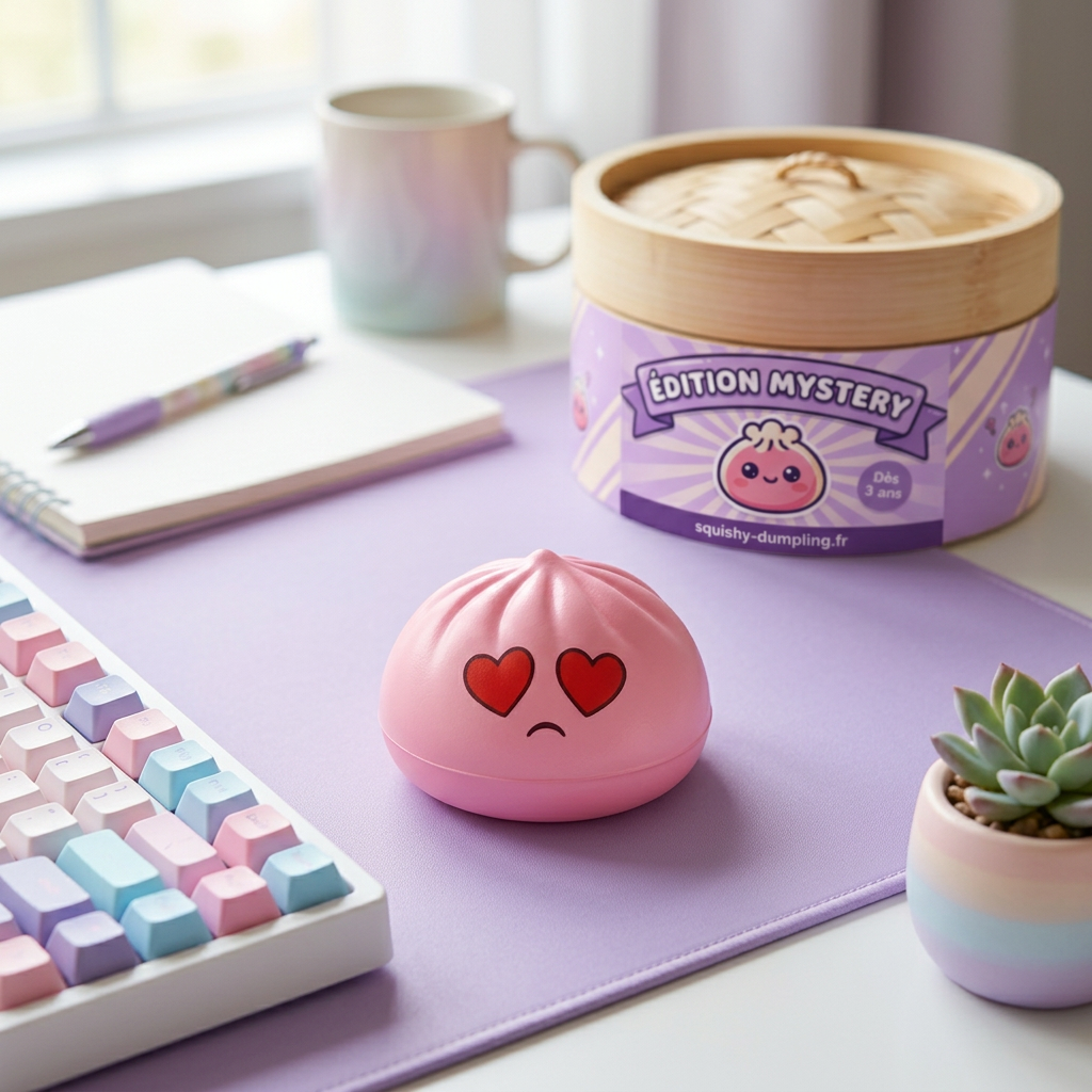 Mini Dumpling Squishy -yllätyspakkaus 3 kpl arkisessa asetelmassa