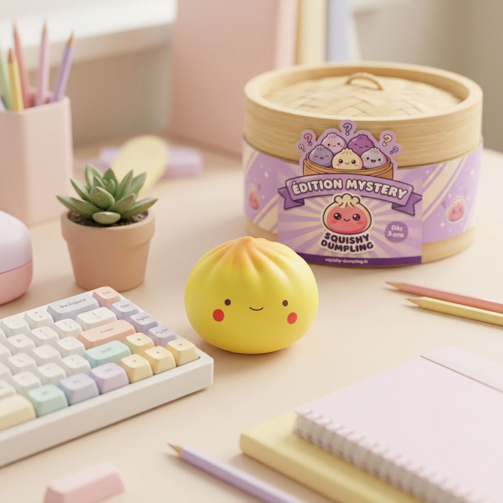 Dumpling Squishy Blind Box Mini 24 kpl -yllätyspakkaus arkisessa asetelmassa