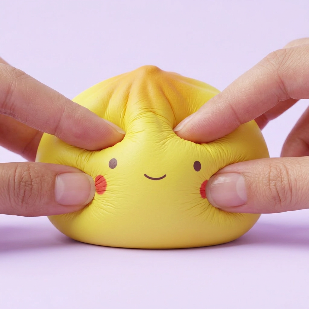 Dumpling Squishy Blind Box Mini 24 kpl -yllätyspakkaus puristettuna kädessä