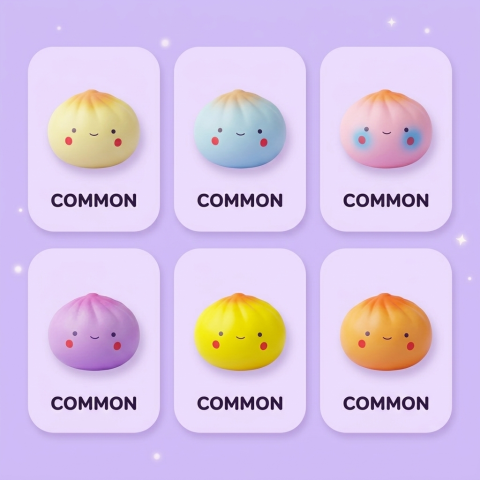 Dumpling Squishy Blind Box Mini 24 kpl -yllätyspakkaus puristettuna kädessä