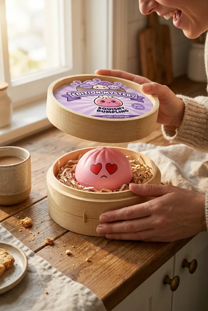 Mini Dumpling Squishy -yllätyspakkaus 3 kpl avauksen hetkellä