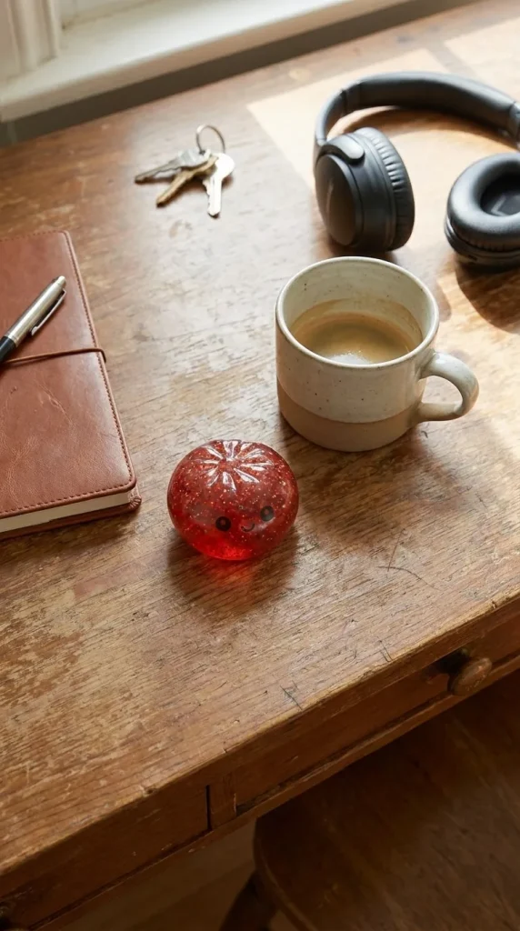 Mini Dumpling Squishy Metallinen Kiilto työpöydällä — asiakaskuva