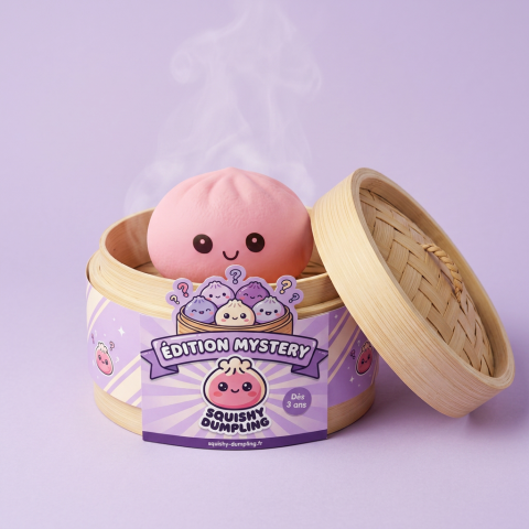 Mini Dumplings Squishy Mystery -yllätyspakkaus bambutyylisessä höyrytyskorissa