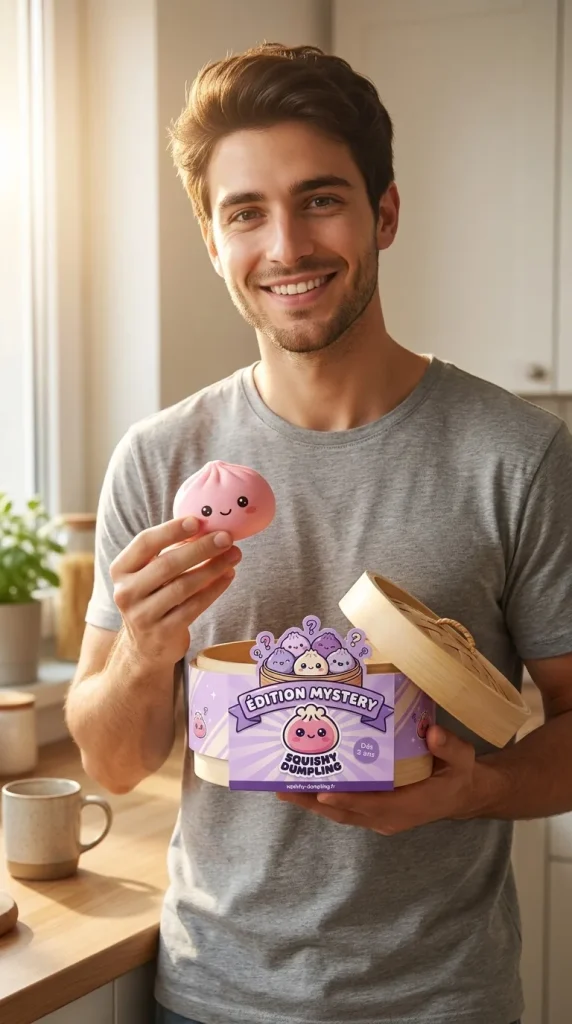 Mini Dumplings Squishy Mystery -yllätyspakkaus pakkauksensa kanssa